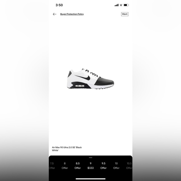 Size 9 men nike air max 90 ultra 2.0 SE black/white - Picture 3 of 8